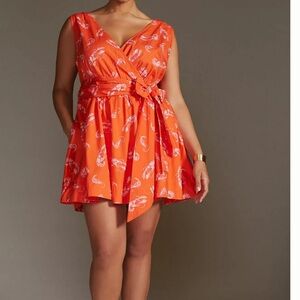 Maeve by Anthropologie Orange Maeve Mainely Lobster Wrap Dress, size small
